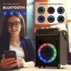 JYX Karaoke Machine with 2 UHF Wireless Microphones, Bass/Treble Bluetooth Speaker with LED Light, Support TWS, AUX in, FM, REC, Supply for Party/Adults/Kids - Image 2